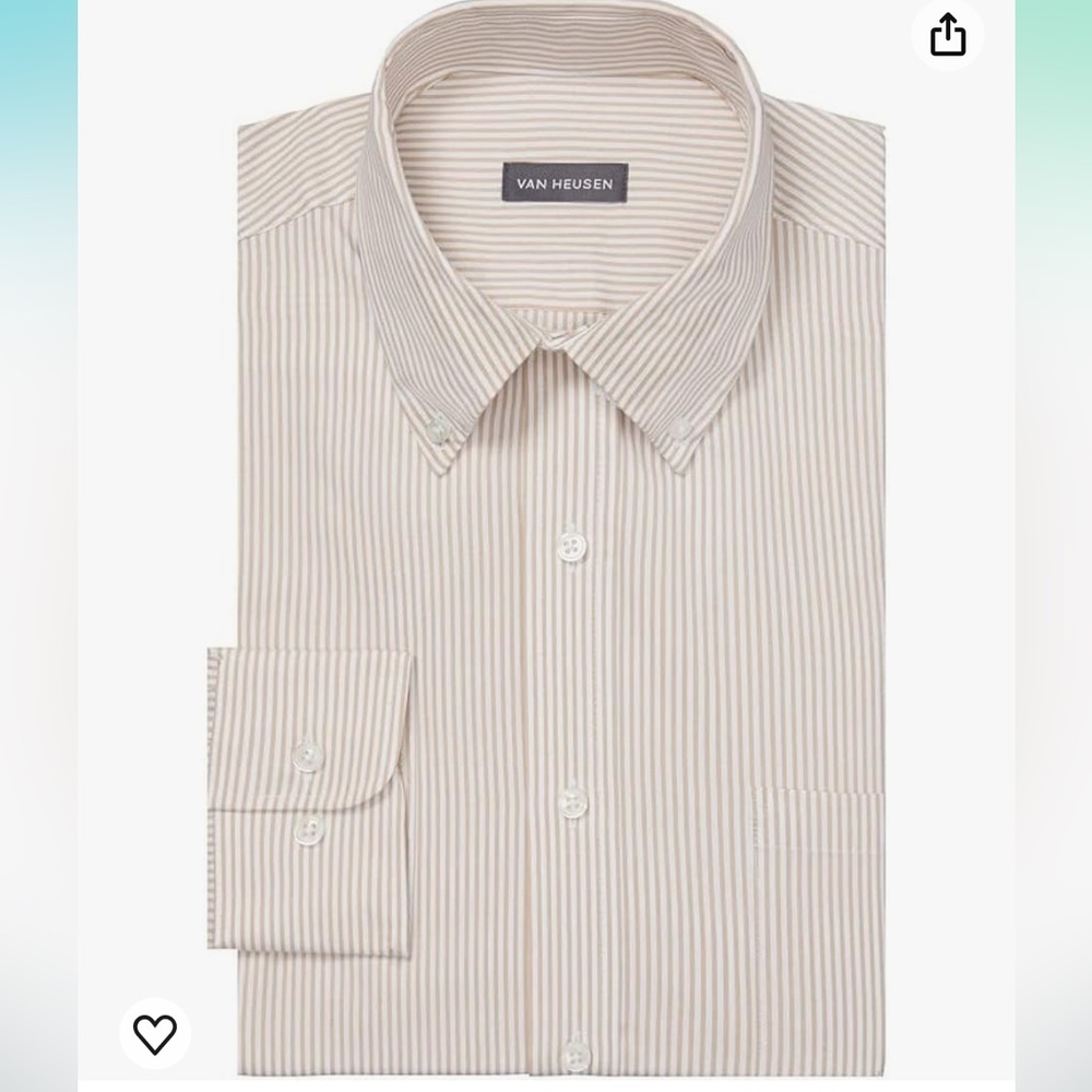 Van Heusen mens Regular Fit Pinpoint Stripe Dress Shirt, Birch